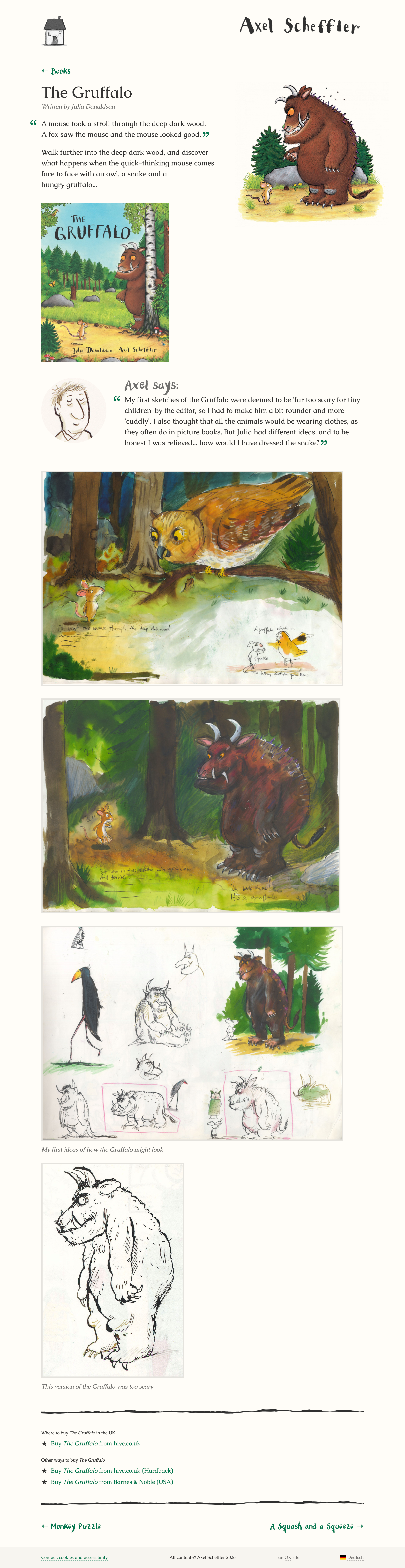 Axel Scheffler Gruffalo page design