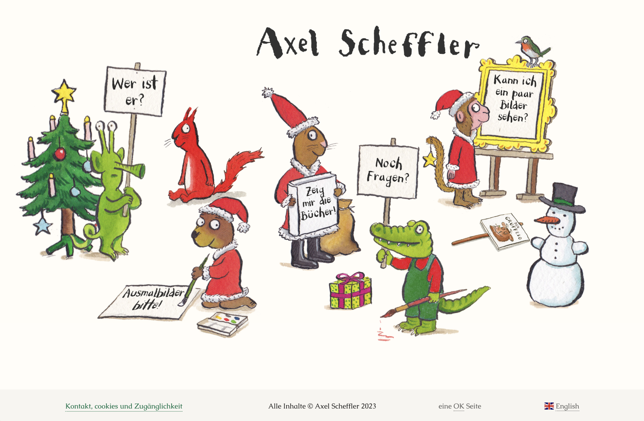 Axel Scheffler homepage in German at Christmas