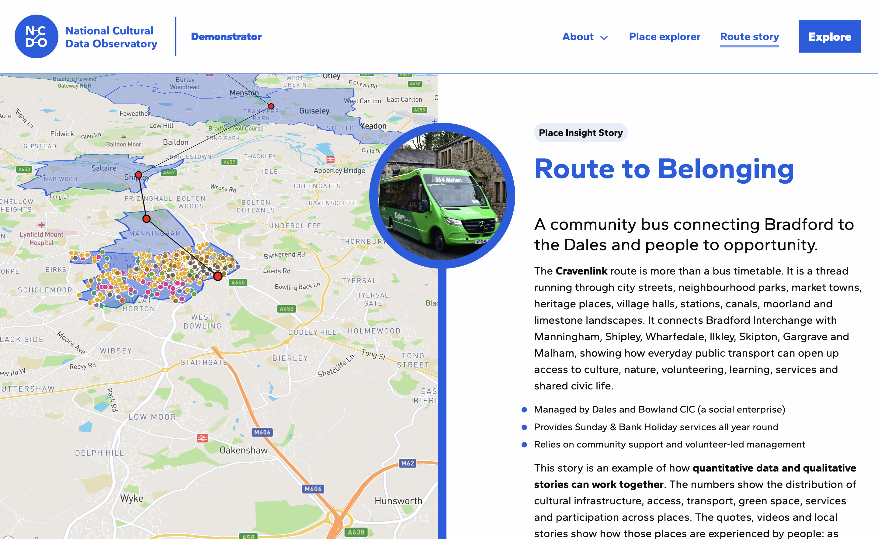 National Cultural Data Observatory Bus Route ward explorer