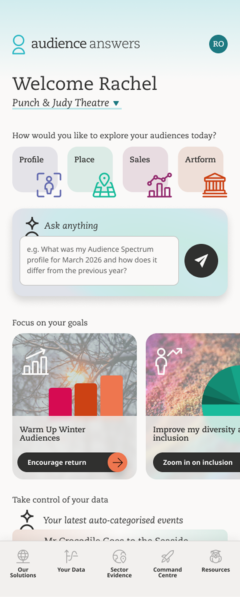 Audience Answers homepage mobile design