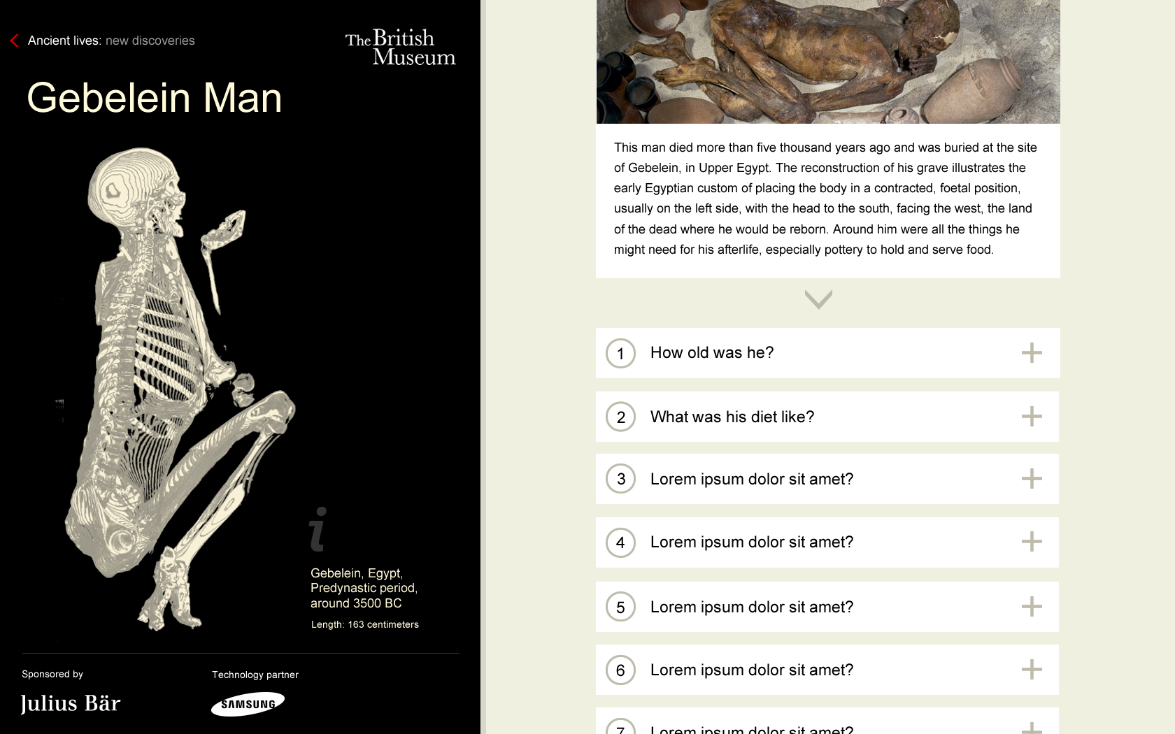 The British Museum online Mummies exhibition page design
